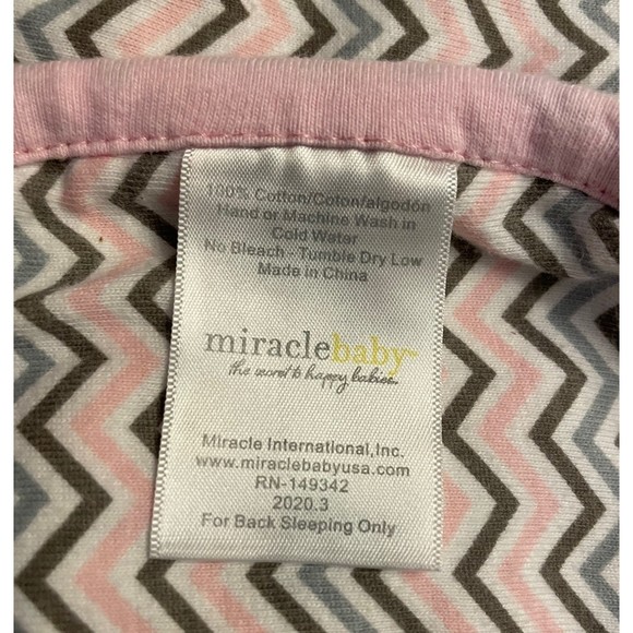 Miracle Baby Baby Girl Pink & Gray Grey Stripe Swaddle Blanket, Newborn - Picture 5 of 5